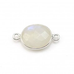 Bluish-green faceted cushion chalcedony set in gold-plated silver 12mm x 1pc