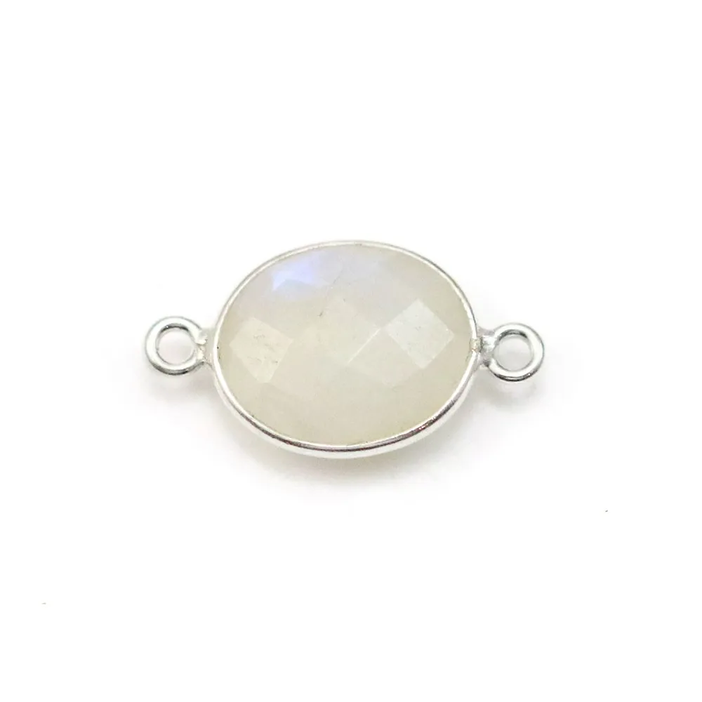 Pierre de lune ovale 2 anneaux sertie sur argent x 1pc 