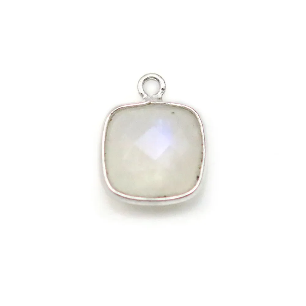 Pierre de lune carré 1 anneau sertie en argent  x 1pc