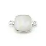 pierre de lune carré 2 anneaux sertie en argent x 1pc
