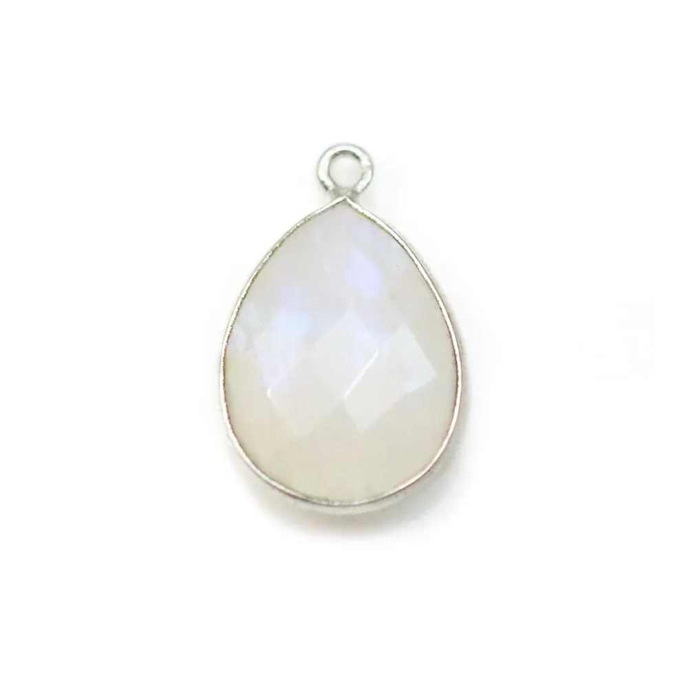 Pierre de lune goutte 1 anneau sertie sur argent x 1pc