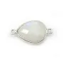 Pierre de lune goutte 2 anneaux sertie sur argent x 1pc