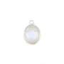 Pierre de lune de forme ovale sertie sur argent, 9x11mm x 1pc