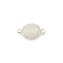 Pierre de lune ovale, 2 anneaux, sertie sur argent, 9x11mm x 1pc