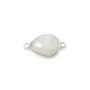 Pierre de lune en goutte, 2 anneaux, sertie sur argent, 11x15mm x 1pc