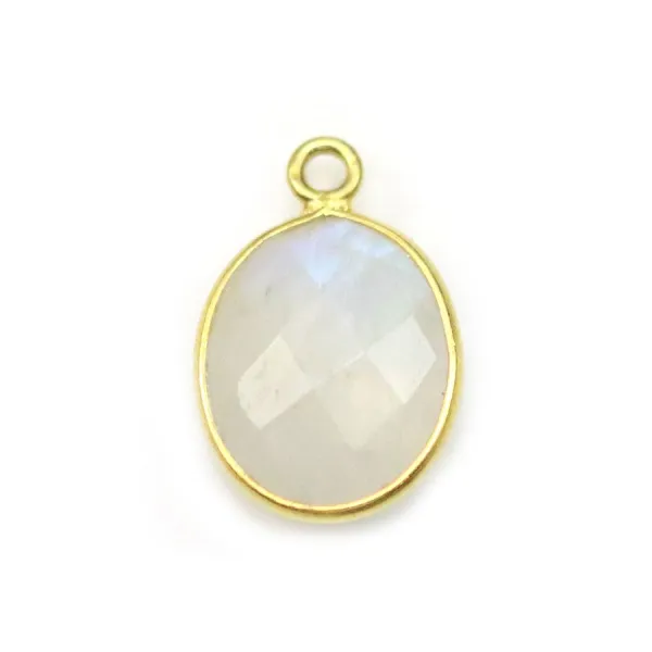 Pierre de lune ovale sur argent 925 doré à l'or fin x 1pc