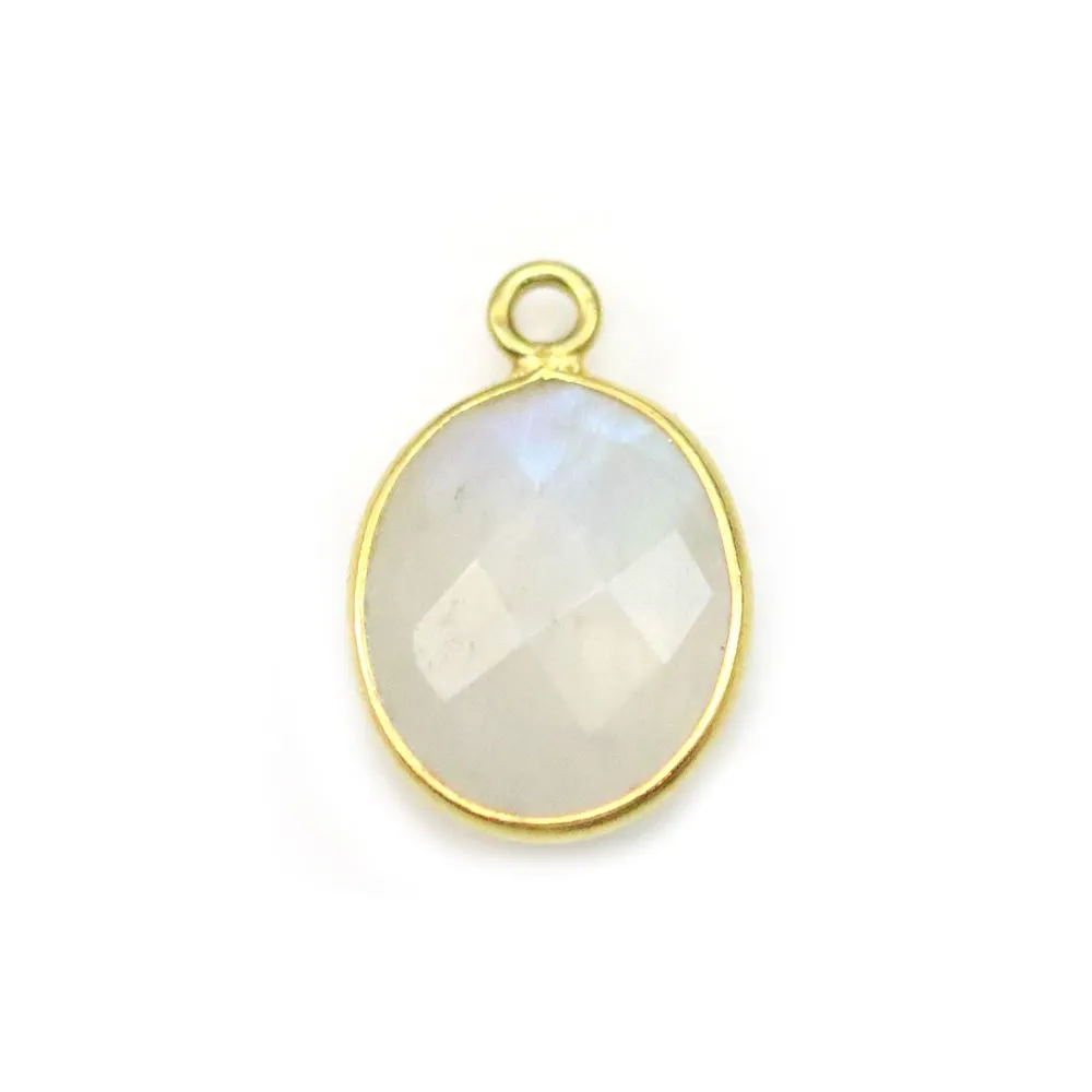 Pierre de lune ovale sur argent 925 doré à l'or fin x 1pc