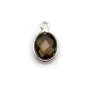 Quartz fumé ovale facette sertie sur argent 9x11mm x 1pc