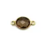 Quartz fumé ovale facette sertie sur argent doré 2 anneaux 9x11mm x 1pc
