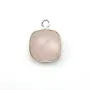 Quartz rose coussin facette sertie sur argent 925 11mm x 1pc