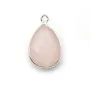 Quartz rose goutte facette sertie sur argent 925 13x17mm x 1pc