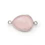 Quartz rose goutte facette sertie sur argent 925 2 anneaux 13x17mm x 1pc