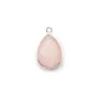 Quartz rose goutte facette, 1 anneau, sertie sur argent 11x15mm x 1pc
