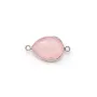 Quartz rose goutte facette sertie sur argent 2 anneaux 11x15mm x 1pc