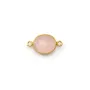 Quartz rose ovale facette sertie sur argent doré 2 anneaux 9x11mm x 1pc