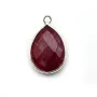 Pierre traitée couleur rubis sertie sur argent 925 goutte facettée 13x17mm x 1pc