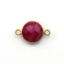 Faceted round with 2 rings color ruby gemstone set in sterling silver 11mm x 1pc