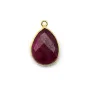 Pierre traitée couleur rubis sertie sur argent 925 goutte facettée 13x17mm x 1pc
