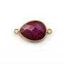 Pierre traitée avec 2 anneaux couleur rubis sertie sur argent 925 goutte facettée 13x17mm x 1pc