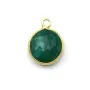Pierre traitée couleur émeraude sertie sur argent doré ronde 11mm x 1pc