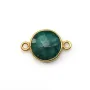 Pierre traitée de couleur émeraude sertie sur argent doré ronde facettée 2 anneaux 11mm x 1pc
