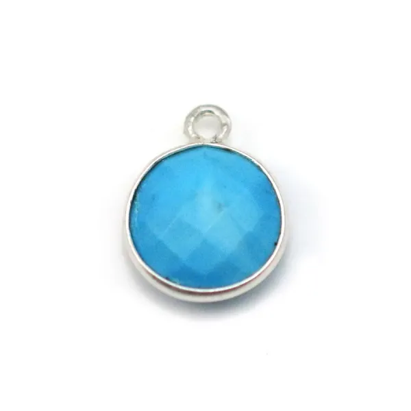 Turquoise reconstituée rond 1 anneau sertie en argent x 1pc