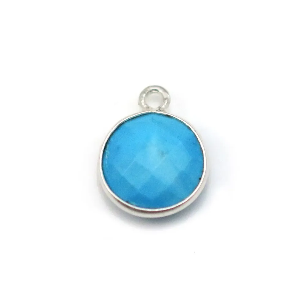 Turquoise reconstituée rond 1 anneau sertie en argent x 1pc