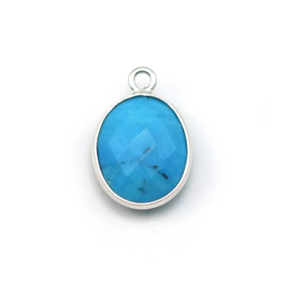 Turquoise reconstituée ovale 1 anneau sertie en argent x 1pc