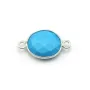 Turquoise reconstituée ovale 2 anneaux sertie en argent x 1pc
