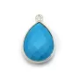 Turquoise reconstituée goutte 1 anneau serite en argent  x 1pc 