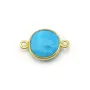 Turquoise reconstituée rond 2 anneaux sertie en argent doré x 1pc