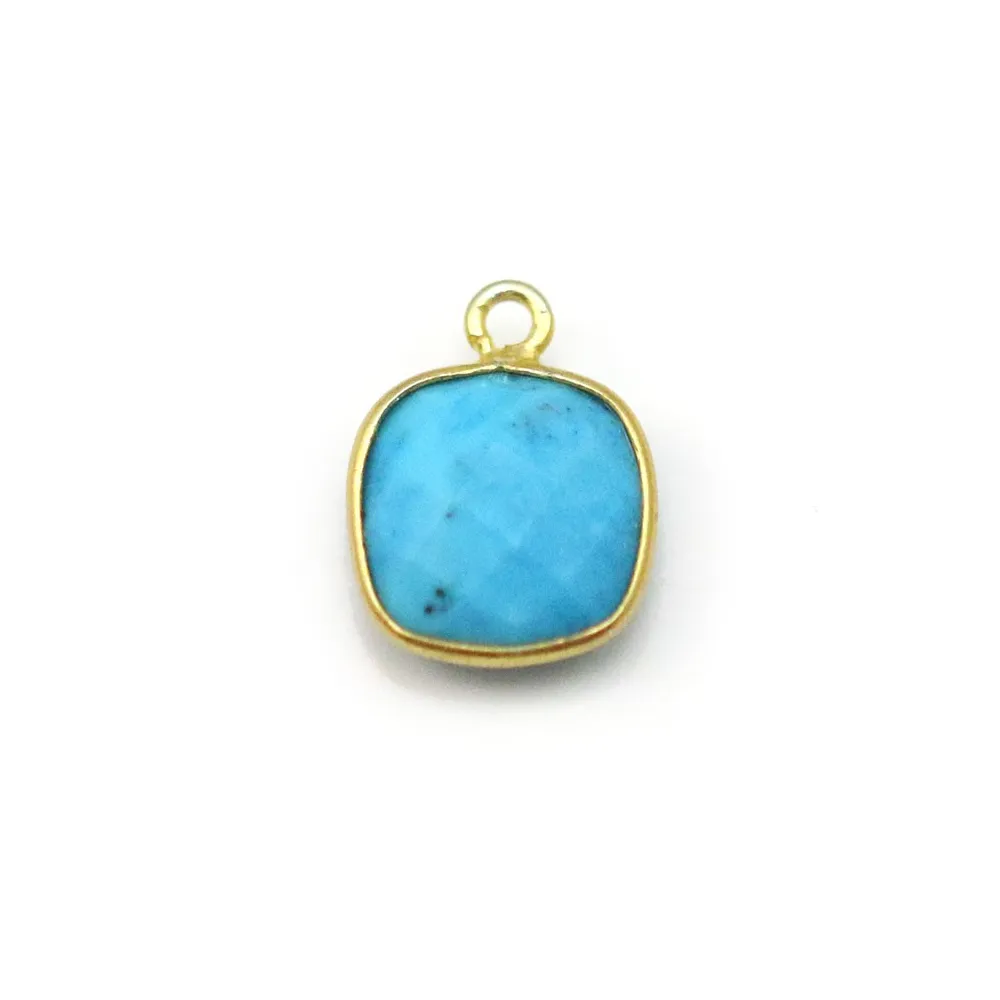 Turquoise reconstituée carré 1 anneau sertie en argent doré x 1pc