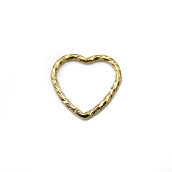 Anneaux "sparkle" en gold filled 14 carats, en forme de coeur, 9x10mm x 2pcs