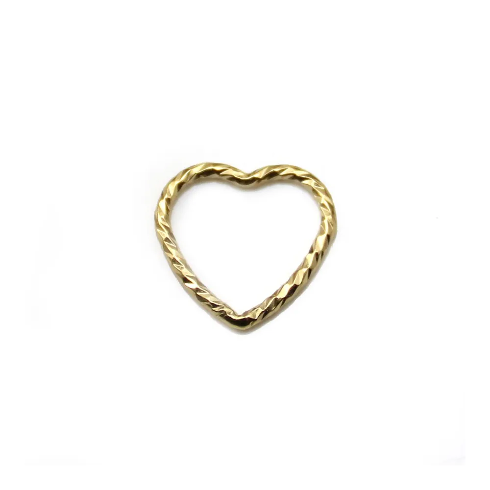 Anneaux "sparkle" en gold filled 14 carats, en forme de coeur, 9x10mm x 2pcs
