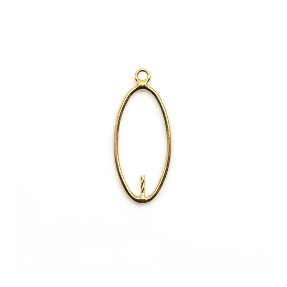 Pendentif ovale 20x10mm en gold filled 14 carats pour perle semi-percée x 1pc