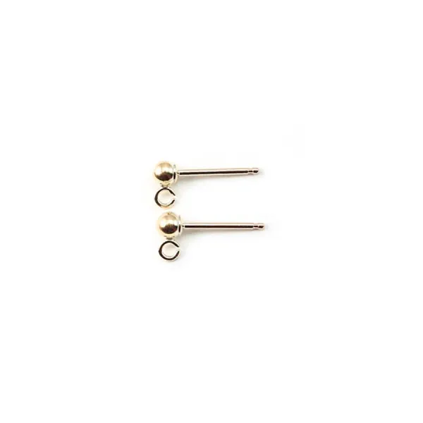 CLOU D'OREILLES BOULE 3MM GOLD FILLED 14 CARAT 0.9G10PCS