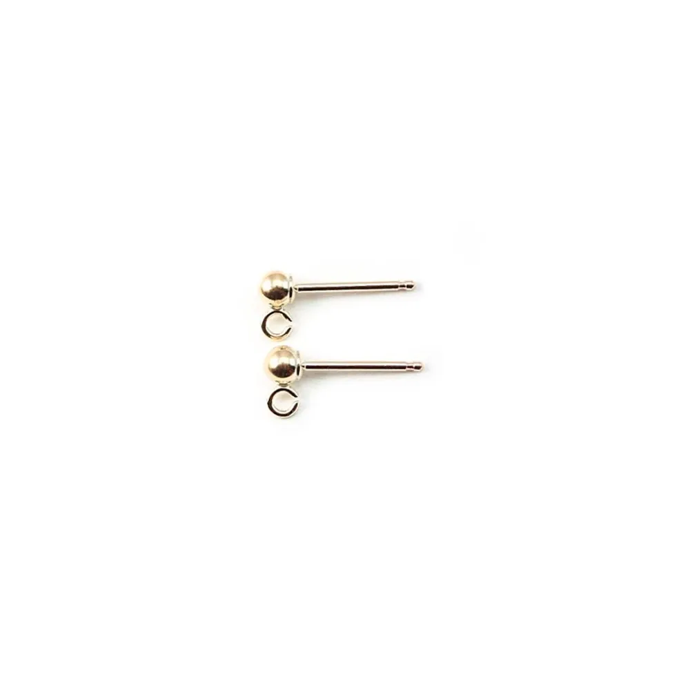 CLOU D'OREILLES BOULE 3MM GOLD FILLED 14 CARAT 0.9G10PCS