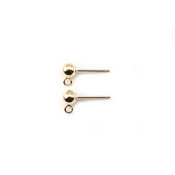 CLOU D'OREILLES BOULE 4MM GOLD FILLED 14 CARAT 1.4G10PCS