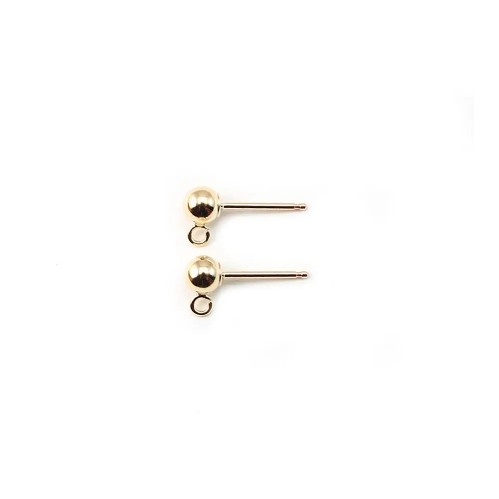 CLOU D'OREILLES BOULE 4MM GOLD FILLED 14 CARAT 1.4G10PCS