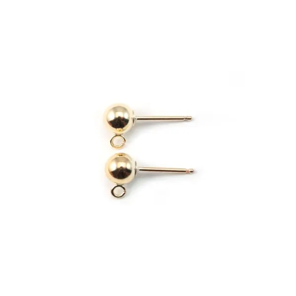 CLOU D'OREILLES BOULE 5MM GOLD FILLED 14 CARAT 2.0G10PCS