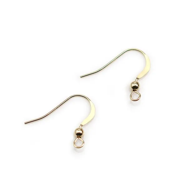 Ear wire flat  with bead 3mm14k  gold  filled 20mm x 2pcs