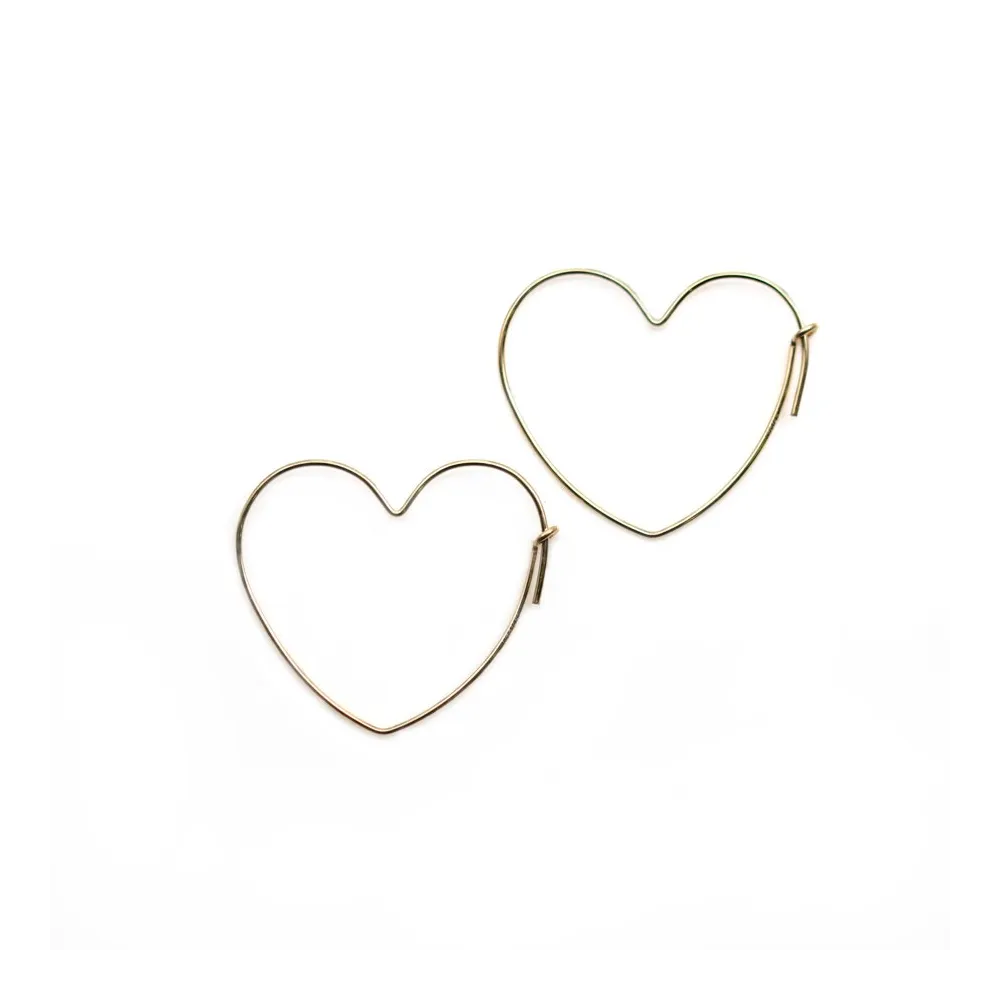 Créoles coeur 27x30mm en gold filled 14 carats x 2pcs