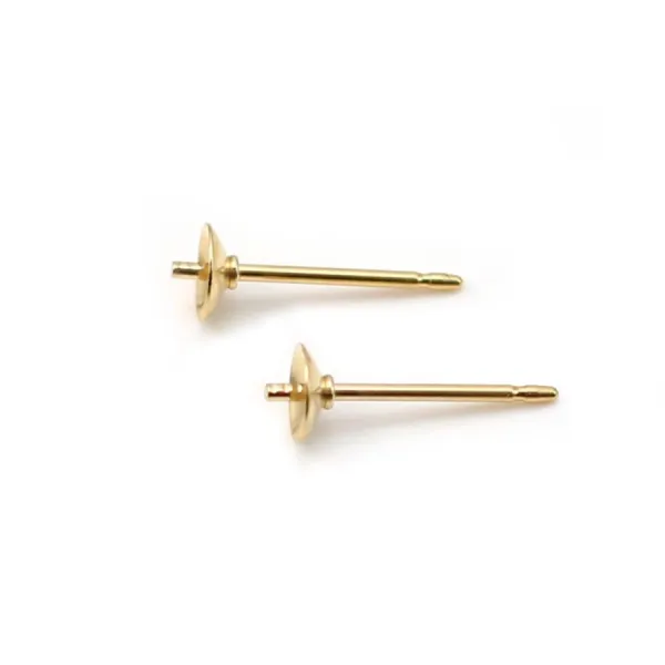 Clous d'oreilles pour perles semi-percées en gold filled 14 carats 4mm x 2pcs