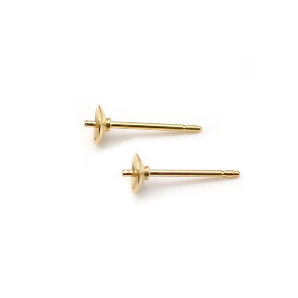 Clous d'oreilles pour perles semi-percées en gold filled 14 carats 4mm x 2pcs