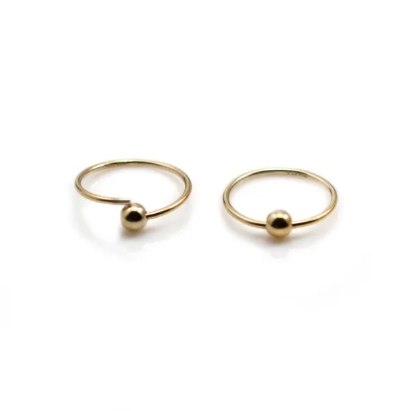 Créoles avec boule 3mm en gold filled 14 carats 12x0.7mm x 2pcs
