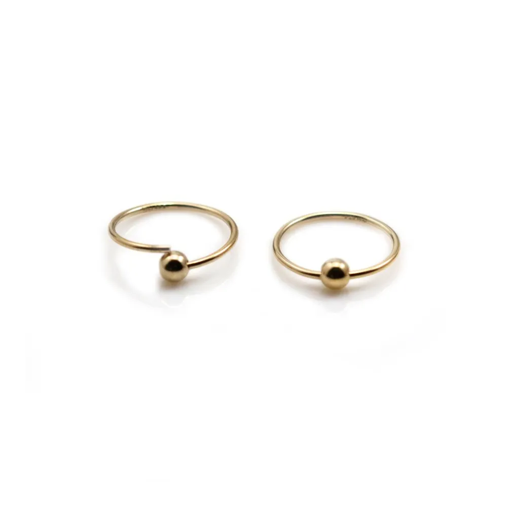 Créoles avec boule 3mm en gold filled 14 carats 12x0.7mm x 2pcs