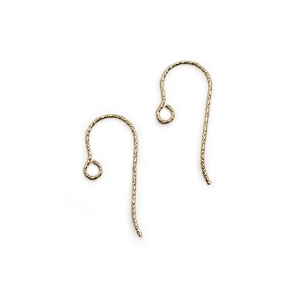 Crochets d'oreilles guillochés en gold filled 14 carat 15.5x0.51mm x 4pcs