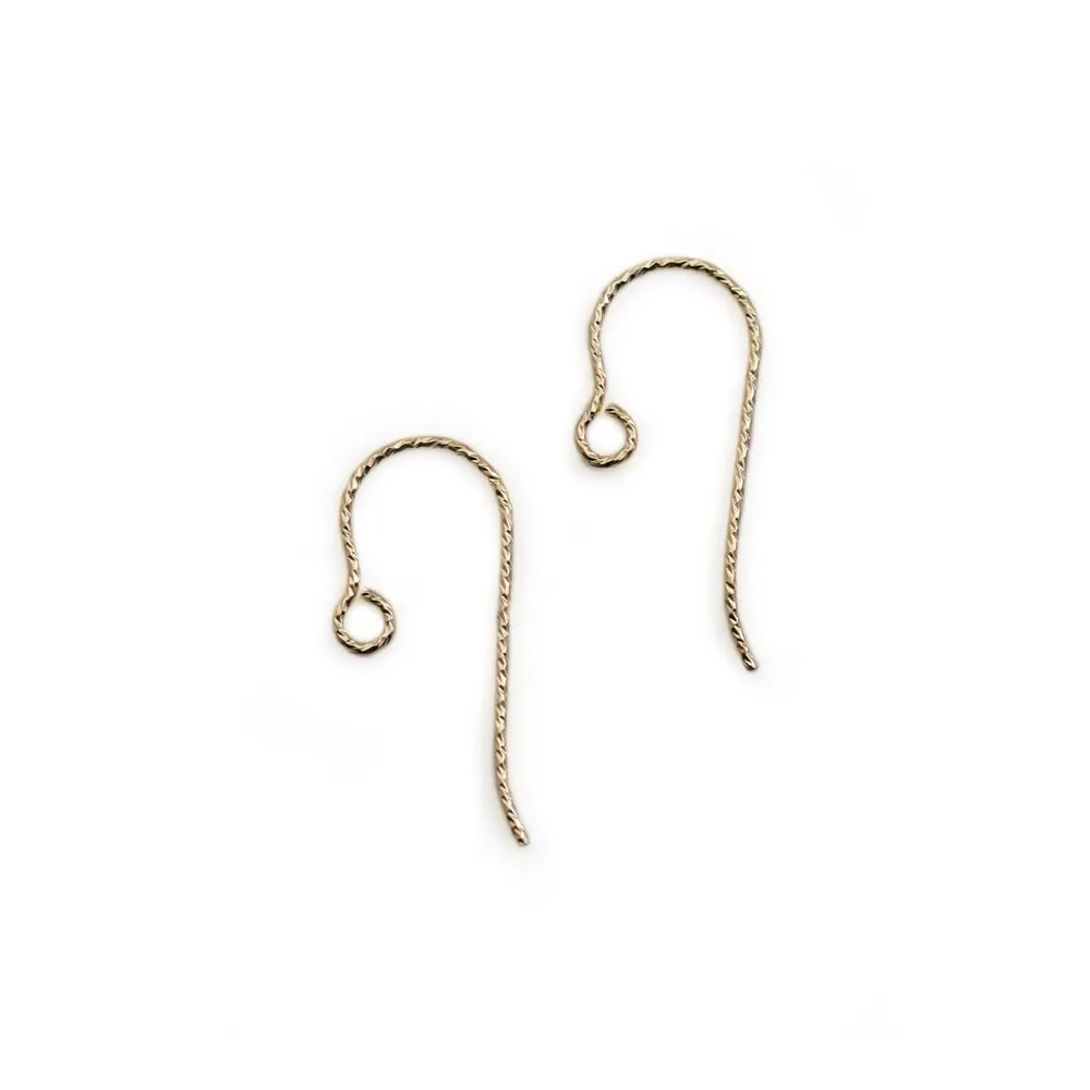 14k gold filled guilloche ear wire 15.5x0.51mm x 4pcs