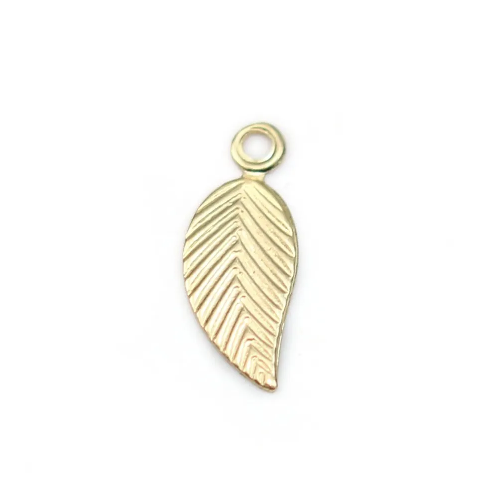 Breloque feuille gold filled 14carat 5x12mm x 2pcs