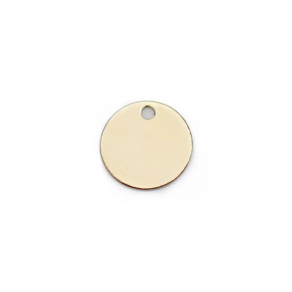 Breloque ronde médaille à graver en gold-filled, 9mm x 1pc